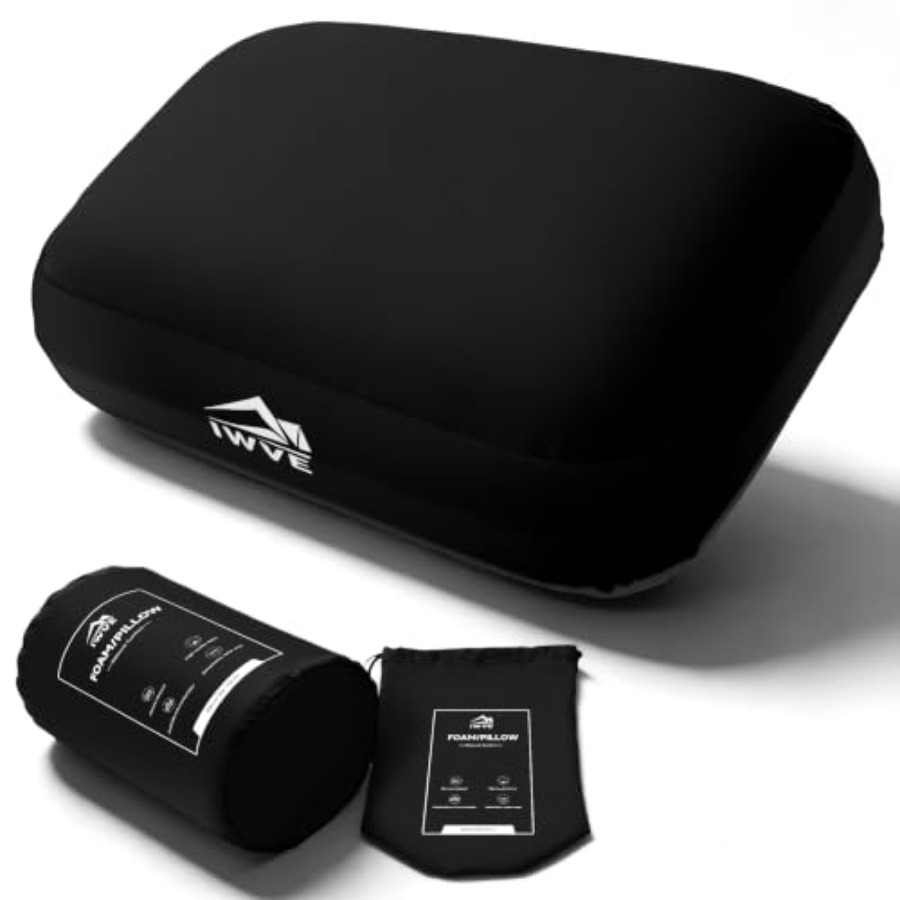 Camp Pillow Compressible - 두꺼운 캠핑 메모리폼 베개, 압축 가능하고