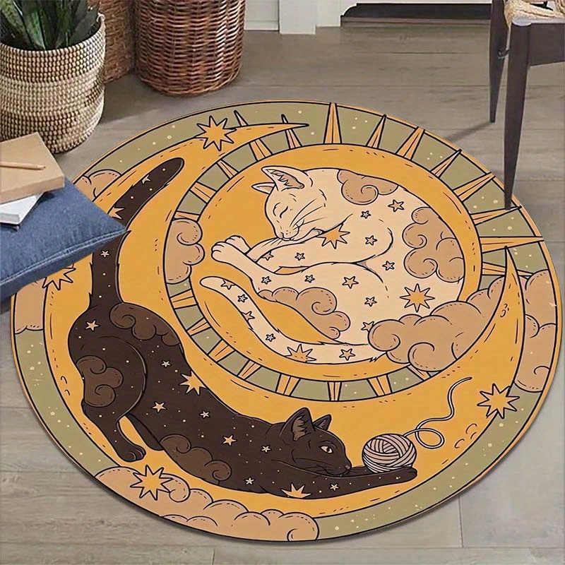Outdoor Camping Mats Large - 비카마 음양 고양이 카펫 원형 소프트