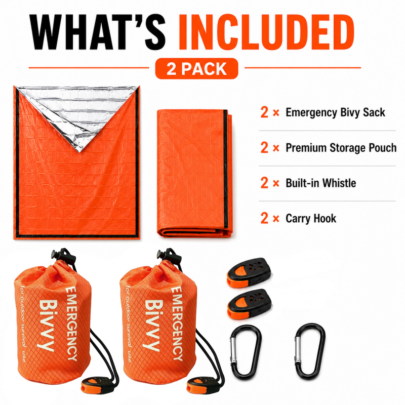 2팩 비상용 침낭, 프리미엄 파우치, 호루라기 및 휴대 - Outdoor Camping Sleeping Bag 리뷰 및 가격