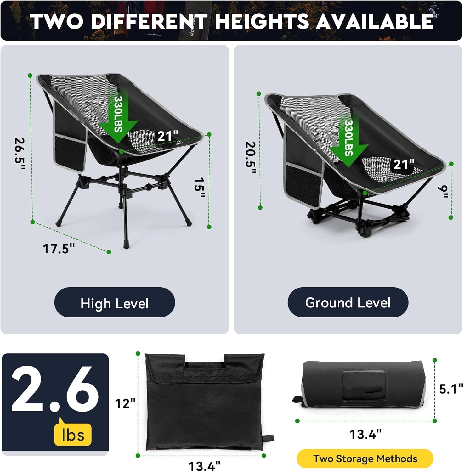 경량 캠핑 의자, 성인용 캠핑 의자, 높이 조절 가능한 - Outdoor Camping Folding Chairs 리뷰 및 가격