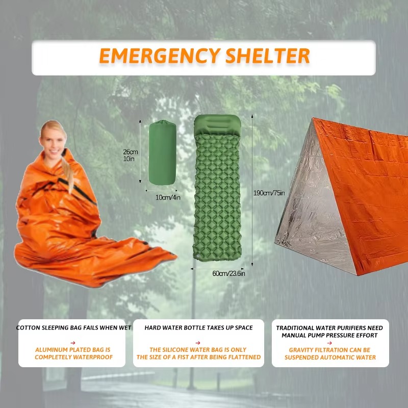 맞춤형 2~3인용 전문 야외 생존 장비 키트 72시간  - Outdoor Camping Sleeping Bag 리뷰 및 가격