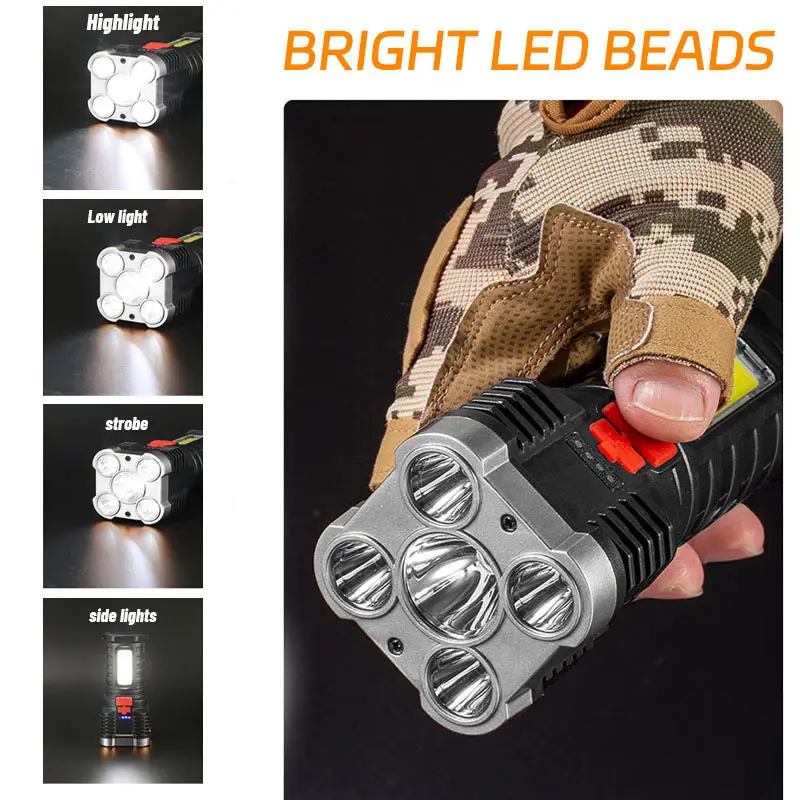 5 LED 고출력 LED 손전등 측면 조명이 있는 충전 - Outdoor Camping Adventures 리뷰 및 가격