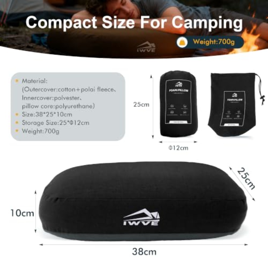 두꺼운 캠핑 메모리폼 베개, 압축 가능하고 초경량 여행 - Camp Pillow Compressible 리뷰 및 가격