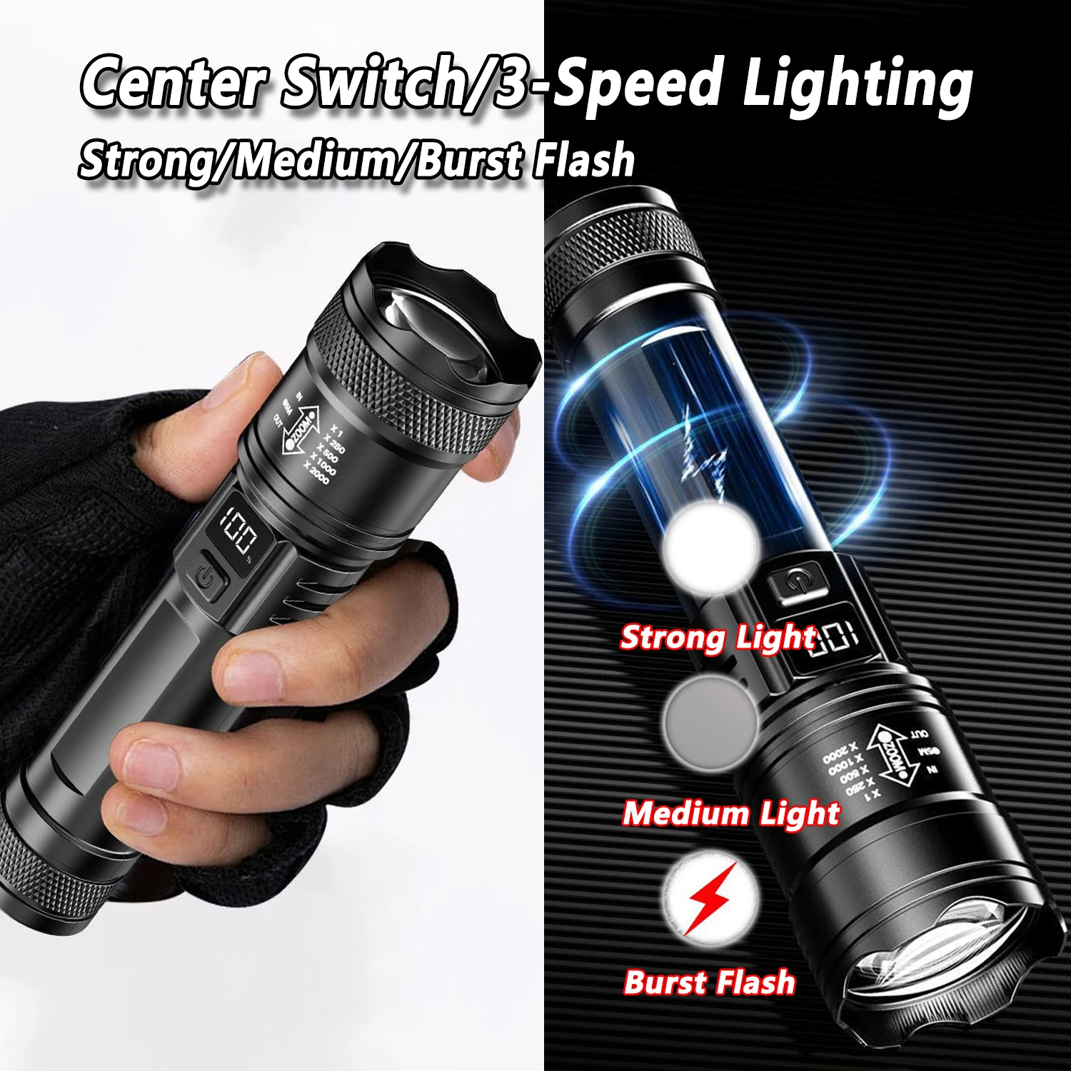 울트라 브라이트 LED 손전등 2000LM Type-C - Outdoor Camping Lantern 리뷰 및 가격