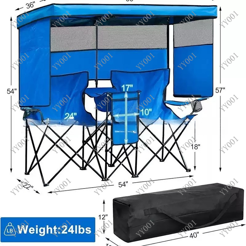 휴대용 이중 접이식 캠핑 의자 (차양막 & 아이스팩 포 - Outdoor Camping Folding Chairs 리뷰 및 가격