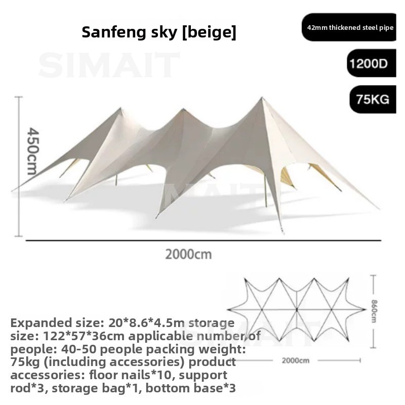 야외 캠핑 캐노피 텐트 대형, 삼봉형, 상업용 캠프,  - Outdoor Camping Canopy 리뷰 및 가격