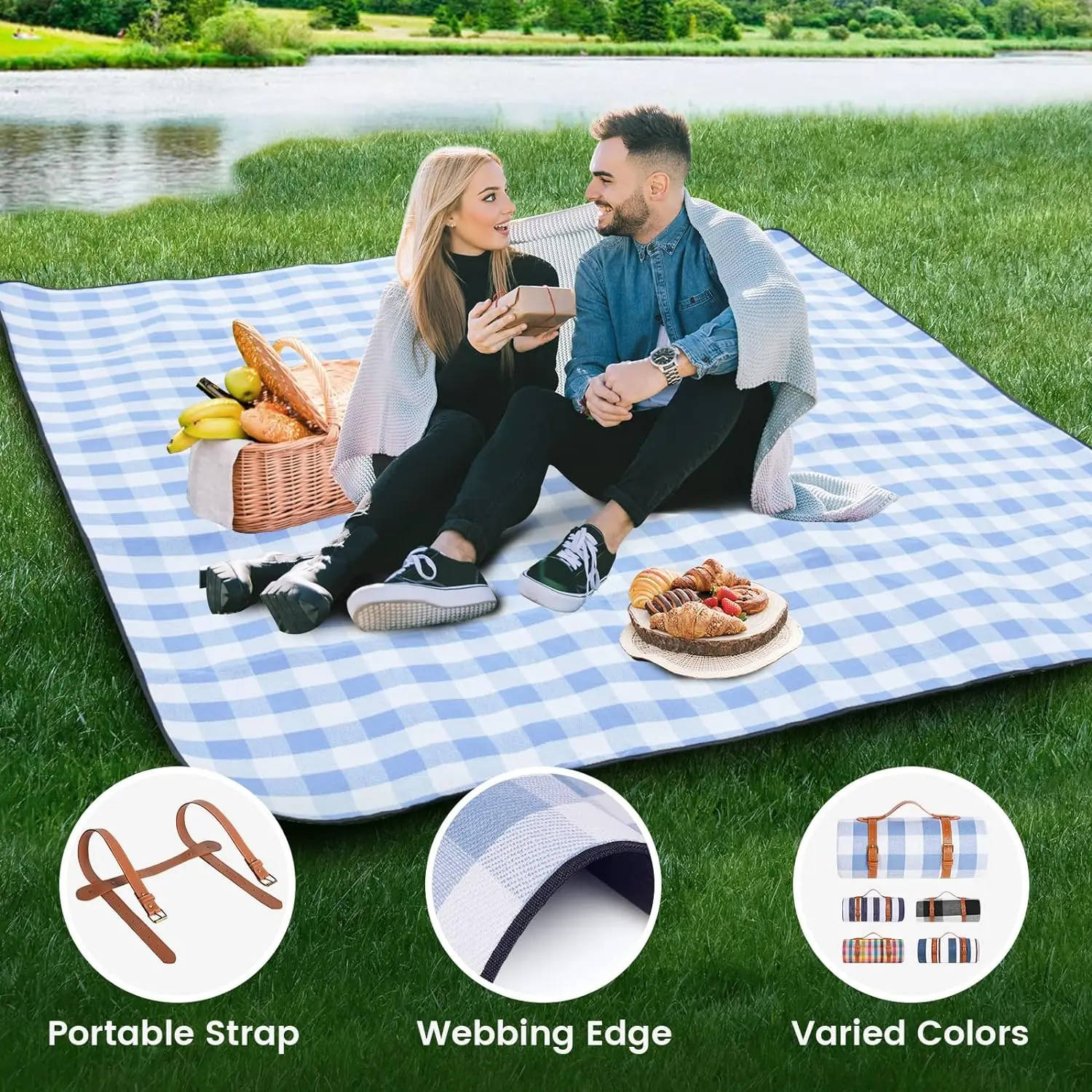 주오후아 피크닉 블랭킷 특대형, 방수 및 접이식 비치  - Outdoor Camping Mats Large 리뷰 및 가격